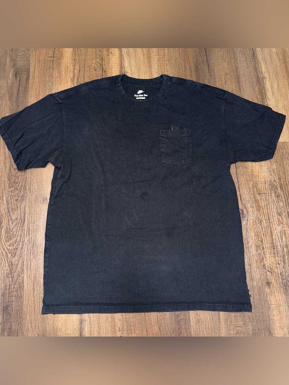 Nike Cotton Black Loose Fit Pocket T-Shirt Embroidered Logo